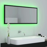 vidaXL LED kopalniško ogledalo črno 100x8,5x37 cm iverna plošča | Shoptok.si