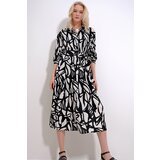 Trend Alaçatı Stili Women's Black-Cream Polka Dot Patterned Woven Viscose Shirt Dress | Shoptok.si