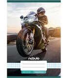 NEBULO Zvezana šolska beležka s potiskom tekmovalnega motorja in karirastim vzorcem 27-32 A/5 | Shoptok.si