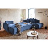 Miuform Tamno plava sklopiva kutna garnitura od samta (s desnim kutom/u obliku slova "U") Lazy Lukka – | shoptok.hr