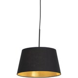 QAZQA Viseča svetilka z bombažnim odtenkom črna z zlatom 32 cm - Combi Cene