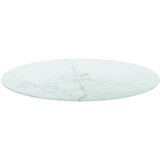 Stolna ploča bijela Ø 60 x 0,8 cm staklena s mramornim uzorkom | shoptok.hr