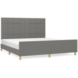 The Living Store Posteljni okvir z vzglavjem temno siv 160x200 cm blago - Posteljni Okvir Z Vzglavjem, (21531396) | Shoptok.si