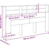  Glava kreveta s ormarićem Zidne Crni hrast 180 x 19 x 103,5 cm | Eponuda.com