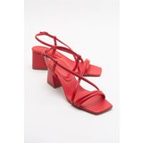 LuviShoes Daisy Red Skin Women's Heeled Shoes Cene