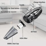 INORCO Zmogljiv prenosni brezžični ročni sesalnik 120 W 2200 mah s funkcijo mokrega in suhega sesalnika, pralnim Hepa filtrom in 5 polnilnimi filtri, (21988306) | Shoptok.si