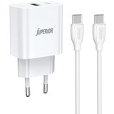 Superior kućni punjač SU-P102 20W USB A+Type C sa Type C na Type C kablom/ bela Cene