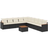  10-dijelni set vrtnih sofa s jastucima crni od poliratana | shoptok.hr