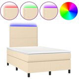  Krevet box spring s madracem LED krem 120 x 200 cm od tkanine | shoptok.hr