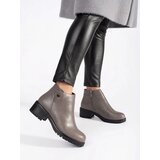 Shelvt Grey ankle boots made of faux leather | Shoptok.si