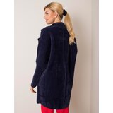 Fashion Hunters Navy blue fluffy alpaca coat | shoptok.hr