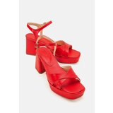 LuviShoes Minius Red Skin Women's Heeled Shoes Cene