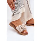 Boto Flat Women's Slippers With Decorative Detail Beige Nellodra | Shoptok.si
