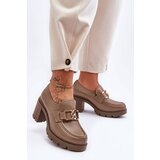 LEMAR Elegant Heeled Shoes With Decoration Dark Beige Harmell cene