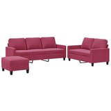 3-dijelni set sofa s jastucima crvena boja vina baršunasti | shoptok.hr