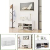 The Living Store Klop za čevlje visok sijaj bela 80x30x45 cm iverna plošča - Klop Za Čevlje, (21744424) Cene