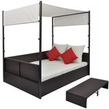 The Living Store vrtna postelja s streho poli ratan 190x130 cm rjava - dvojna zunanja postelja, (21421796) | Shoptok.si
