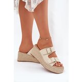 Boto Ladies Wedge Slippers With Weaving And Buckles Beige Pasinea | Shoptok.si