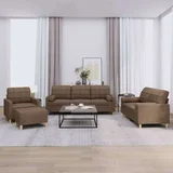  4-dijelni set sofa s jastucima smeđi od tkanine