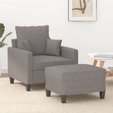  Fotelja s tabureom smeđesiva 60 cm od tkanine | Eponuda.com