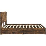  Krevetna konstrukcija s pohranom i uzglavljem Dimljeni hrast Smeđa 135 x 190 cm | Shoptok.si