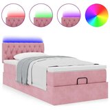 vidaXL Otomanski posteljni okvir z vzmetnico roza 100x200 cm žamet | Shoptok.si
