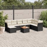 vidaXL 9-dijelni set vrtnih sofa s jastucima crni od poliratana | shoptok.hr