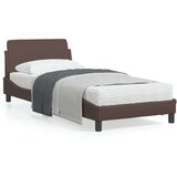  Posteljni okvir z vzglavjem rjav 90x190 cm umetno usnje | Shoptok.si