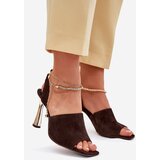 CheBello Suede stilettos with decorative bracelet 4440 chocolate | Shoptok.si
