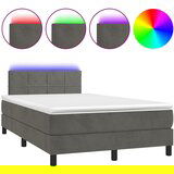 Maison Chic Box spring postelja - Vzmetna postelja z vzmetnico LED temno siva 120x190 cm žamet SL18502, (21906523) | Shoptok.si