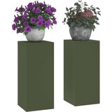 vidaXL Stojnice za rastline Set 2 Olivna Hladno valjano jeklo | Shoptok.si