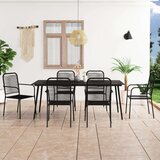  7-dijelni vrtni blagovaonski set pamučni konop i čelik crni | shoptok.hr