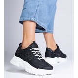 Gemre Caraballo women's black sneakers with glitter inserts | Shoptok.si