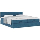  Otomanski okvir kreveta s madracima plavi 200x200cm baršunasti | shoptok.hr