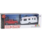  Metalni set vozila Pickup s kamperom DIE-CAST - rdeče/belo | Shoptok.si
