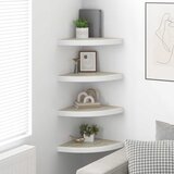  Kutne zidne police 4 kom boja hrasta i bijele 35x35x3,8 cm MDF | shoptok.hr