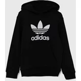 Adidas Otroški pulover TREFOIL HOODIE črna barva, s kapuco, IY7446
