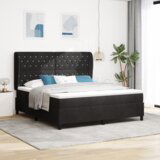 Box Spring Postelja z Blazino Črna 180x200 cm Žamet, (22050167) | Shoptok.si