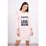 Kesi Dress with print Handle with powder pink Cene