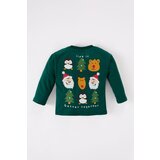 Defacto Baby Boy Regular Fit Crew Neck New Year Printed Long Sleeve T-Shirt cene