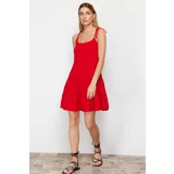Trendyol Mini Woven Dress with Red Skirt Flounce Fabric