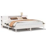 vidaXL Knjižna postelja brez vzmetnice bela 200x200 cm trdna borovina | Shoptok.si