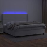  Krevet box spring s madracem LED bijeli 200x200 cm umjetna koža | shoptok.hr