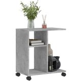 vidaXL Stranska mizica s koleščki betonsko siva 50x30x55 cm inž. les | Shoptok.si