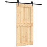 Klizna vrata Prirodna i crna 95 x 210 cm Čvrsta borovina | shoptok.hr