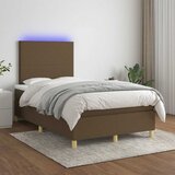  s oprugama i madracem LED tamnosmeđi 120x190 cm tkanina | shoptok.hr