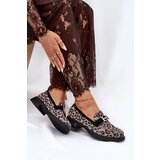 VINCEZA Leather Patent Loafers Leopard 66790 Black | Shoptok.si