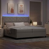  LED Box Spring Krevet Sivo-smeđa 200 x 200 cm tkanina | shoptok.hr