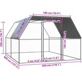 Vanjski kavez za kokoši 3 x 4 x 2 m od pocinčanog čelika | shoptok.hr