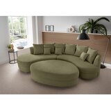 Livetastic Wohnlandschaft inkl. Hocker, rebrasti žamet olivno zelena | Shoptok.si